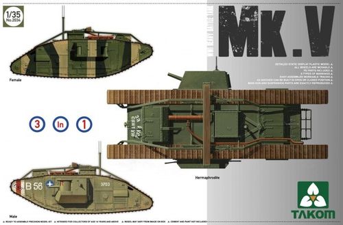 WWI Heavy Battle Tank MarkV 3 in 1   1/35