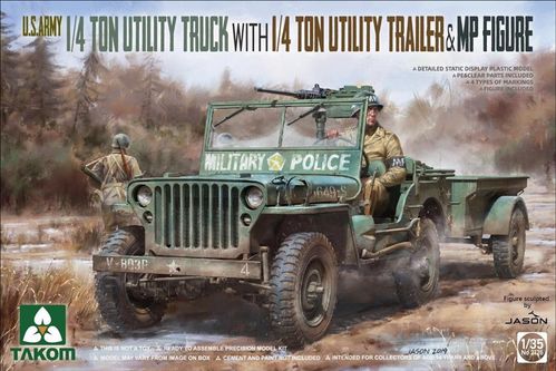 1/4 Ton Utility Truck with 1/4 Ton Utility Trailer & MP Figure 1/35