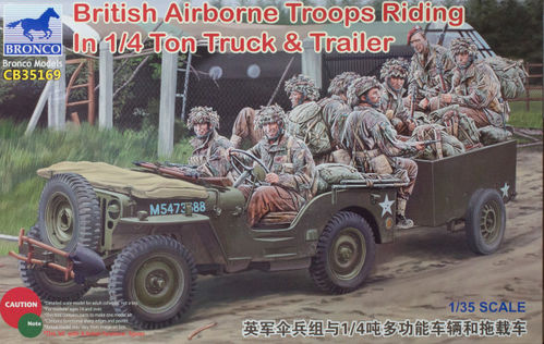 British Airborne Troops Riding In 1/4Ton Truck & Trailer 1/35