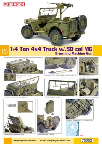 1/4-TON 4X4 TRUCK W/M2 .50-CAL MACHINE GUN schaal: 1/6