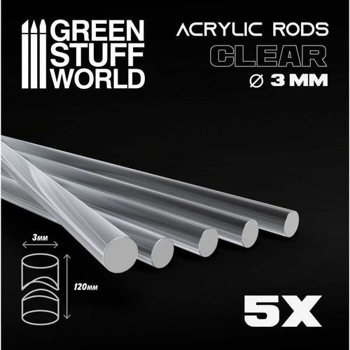 Acrylic Rods - Round 3 mm CLEAR 5x
