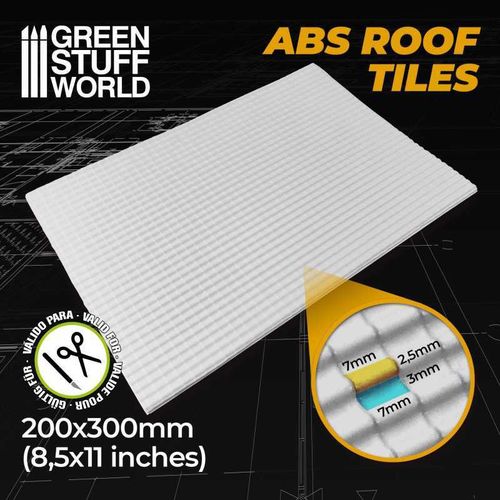 Styreenplaat: Roof Tiles (dakpan)   (A4) 200x300mm