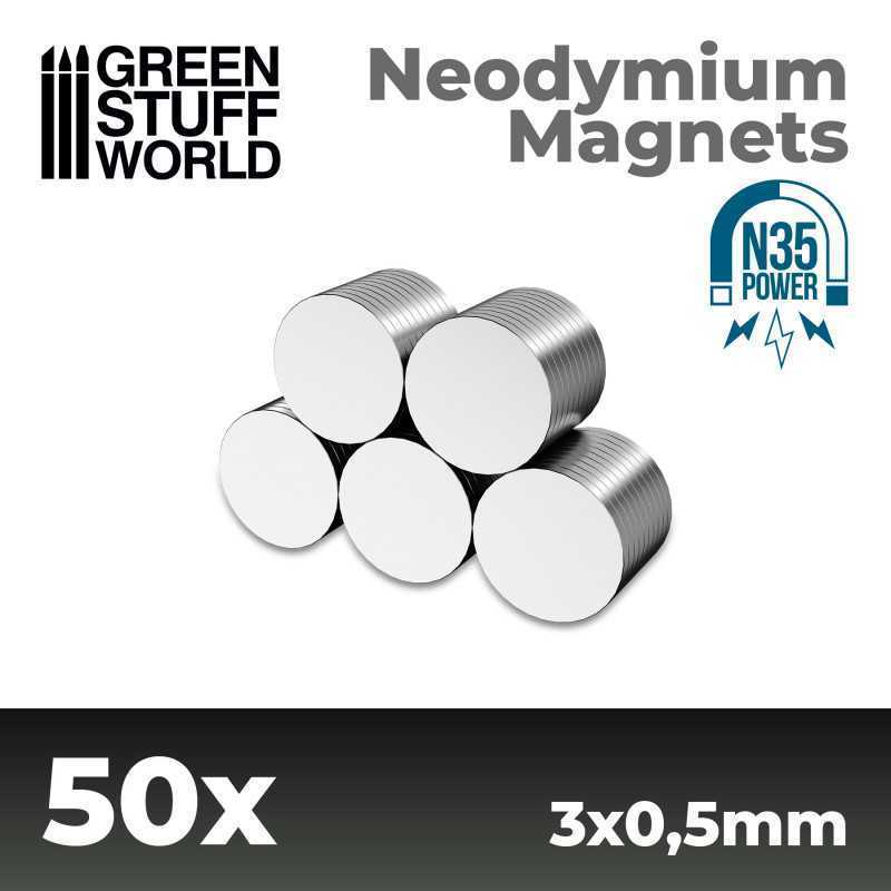Neodymium Magnets 3x0'5mm - 50 units (N35) - Modelbouwenzo.nl