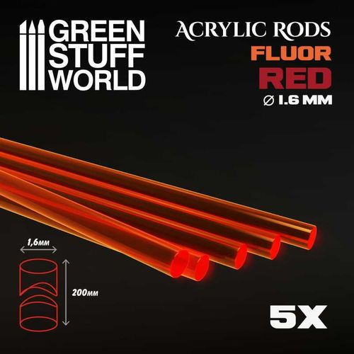 Acrylic Rods - Round 2.4 mm Fluor RED-ORANGE
