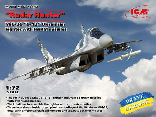 “Radar Hunter” MiG-29 “9-13” Ukrainian Fighter with HARM missiles 1/72